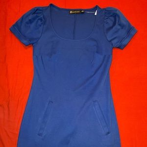 Blue Casual New York and Company Short Sleeve Dress with Pockets